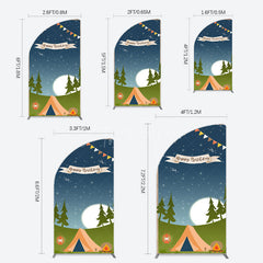 Aperturee - Aperturee Camping Night Forest Happy Birthday Half Moon Arch Backdrop