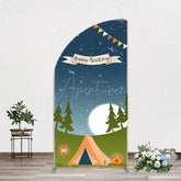 Aperturee - Aperturee Camping Night Forest Happy Birthday Half Moon Arch Backdrop