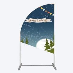Aperturee - Aperturee Camping Night Forest Happy Birthday Half Moon Arch Backdrop