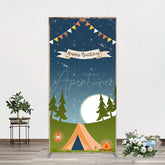 Aperturee - Aperturee Camping Night Forest Happy Birthday Rectangle Backdrop