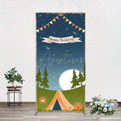 Aperturee - Aperturee Camping Night Forest Happy Birthday Rectangle Backdrop