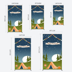 Aperturee - Aperturee Camping Night Forest Happy Birthday Rectangle Backdrop