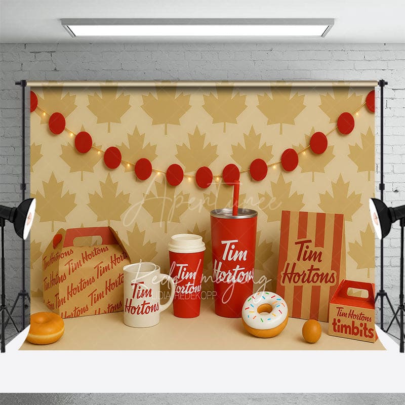 Aperturee - Aperturee Canadian Maple Leaf Tim Hortons Cake Smash Backdrop