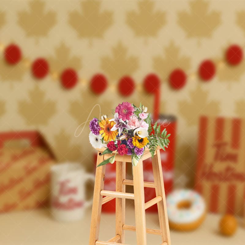 Aperturee - Aperturee Canadian Maple Leaf Tim Hortons Cake Smash Backdrop