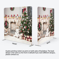 Aperturee - Aperturee Candle Fireplace Bear Doll Xmas Pillow Case Backdrop