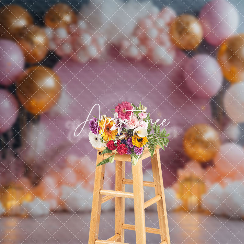 Aperturee - Aperturee Candle Lighted Balloon Fairy Tale Cake Smash Backdrop