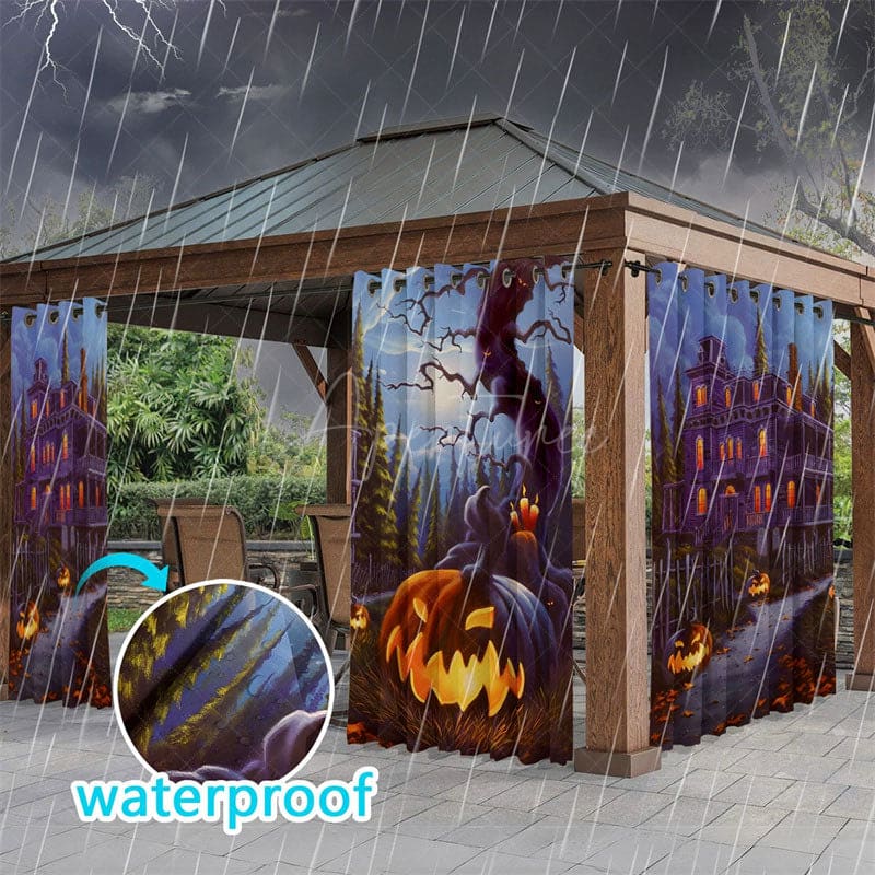 Aperturee - Aperturee Candle Manor Waterproof Printed Outdoor Curtains