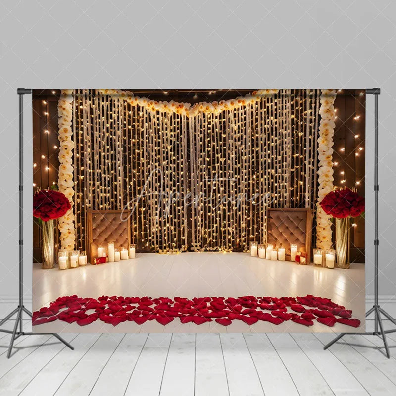 Aperturee - Aperturee Candlelight Lighed Glitter Valentines Day Backdrop