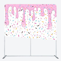 Aperturee - Aperturee Candy And Donut Fabric Backdrop Cover for Birthday