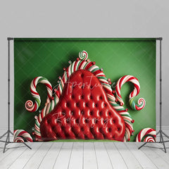 Aperturee - Aperturee Candy Cane Headboard Christmas Backdrop Red Tufted Bed Background Whimsical Sweet Winter Holiday Party Decoration