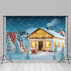 Aperturee - Aperturee Candy Cane Snowy Wild Light House Christmas Backdrop