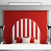 Aperturee Aperturee Candy Cane Stripe Headboard Photography Backdrop Red and White Christmas Bed Holiday Candyland Studio Photo Prop