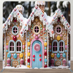 Aperturee - Aperturee Candy House Christmas Party Square Tension Backdrop