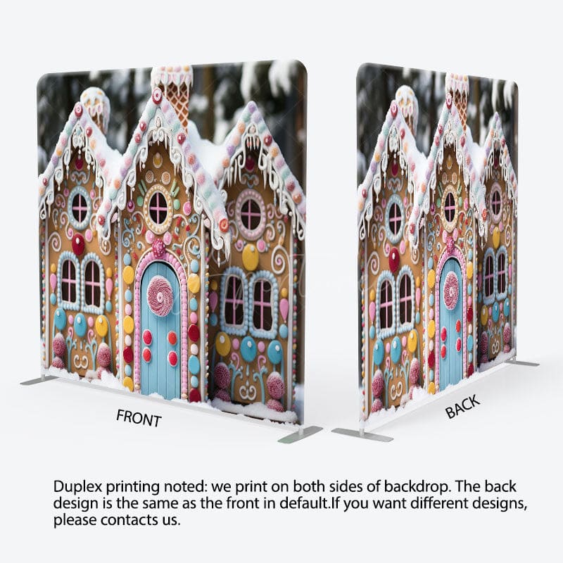 Aperturee - Aperturee Candy House Christmas Party Square Tension Backdrop