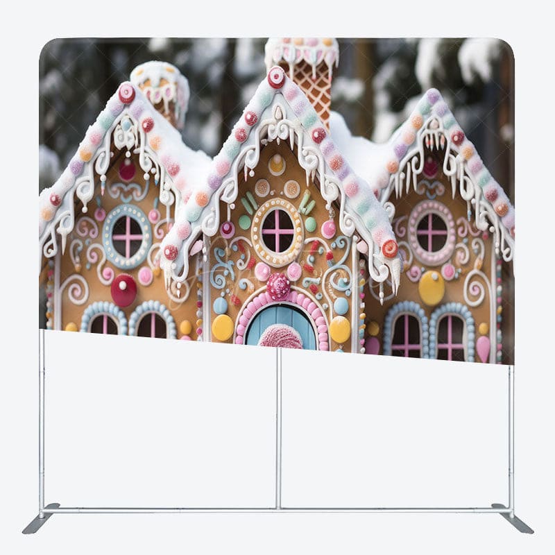 Aperturee - Aperturee Candy House Christmas Party Square Tension Backdrop