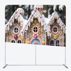 Aperturee - Aperturee Candy House Christmas Party Square Tension Backdrop