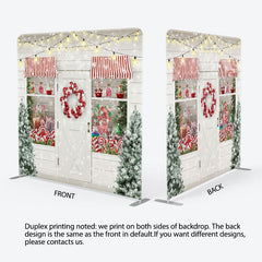 Aperturee - Aperturee Candy Store Christmas Tree Tension Fabric Backdrop