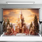 Aperturee - Aperturee Candyland Castle Snowy Wild Tree Christmas Backdrop