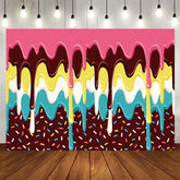 Aperturee - Aperturee Candyland Dessert Sweet Colorful Birthday Backdrop