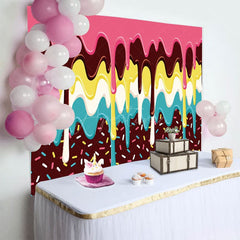 Aperturee - Aperturee Candyland Dessert Sweet Colorful Birthday Backdrop