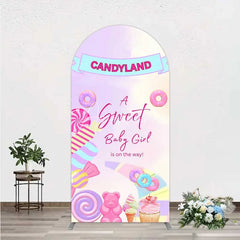 Aperturee - Aperturee Candyland Sweet Baby Girl is on the Way Arch Backdrop Pink Sweet One Donut and Candy Party Decorations