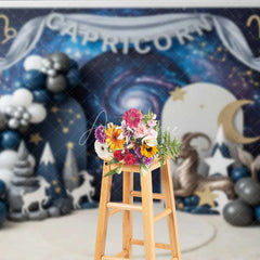 Aperturee - Aperturee Capricorn Zodiac Photography Backdrop Sea-Goat and Galaxy Mountains Birthday Background