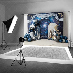Aperturee - Aperturee Capricorn Zodiac Photography Backdrop Sea-Goat and Galaxy Mountains Birthday Background