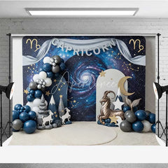 Aperturee - Aperturee Capricorn Zodiac Photography Backdrop Sea-Goat and Galaxy Mountains Birthday Background