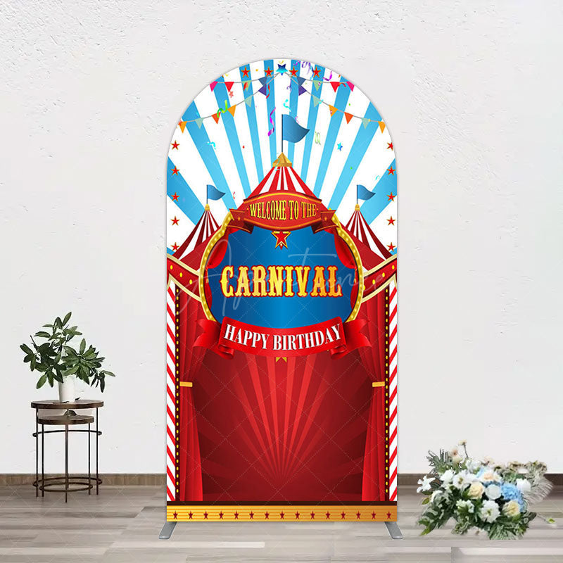 Aperturee - Aperturee Carnival Circus Stage Happy Birthday Arch Backdrop
