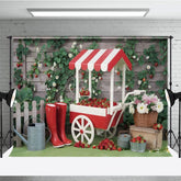 Aperturee - Aperturee Cart Strawberry Rain Boots Floral Spring Backdrop