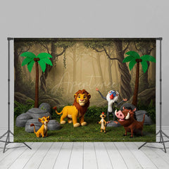 Aperturee - Aperturee Cartoon Animal Forest Jungle Cake Smash Backdrop