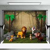 Aperturee - Aperturee Cartoon Animal Forest Jungle Cake Smash Backdrop