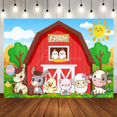 Aperturee - Aperturee Cartoon Animal Pattern Farm Sunny Birthday Backdrop