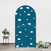 Aperturee - Aperturee Cartoon Blue Sky White Clouds Birthday Arch Backdrop
