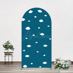 Aperturee - Aperturee Cartoon Blue Sky White Clouds Birthday Arch Backdrop