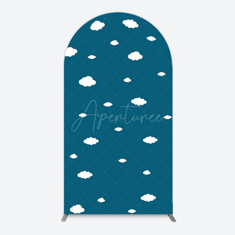 Aperturee - Aperturee Cartoon Blue Sky White Clouds Birthday Arch Backdrop