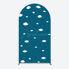 Aperturee - Aperturee Cartoon Blue Sky White Clouds Birthday Arch Backdrop