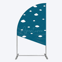 Aperturee - Aperturee Cartoon Blue Sky White Clouds Birthday Half Moon Arch Backdrop