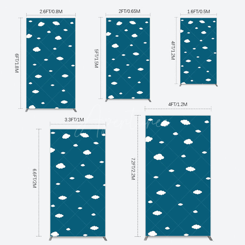 Aperturee - Aperturee Cartoon Blue Sky White Clouds Birthday Rectangle Backdrop