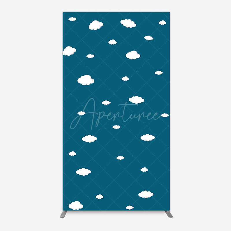Aperturee - Aperturee Cartoon Blue Sky White Clouds Birthday Rectangle Backdrop