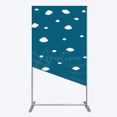 Aperturee - Aperturee Cartoon Blue Sky White Clouds Birthday Rectangle Backdrop