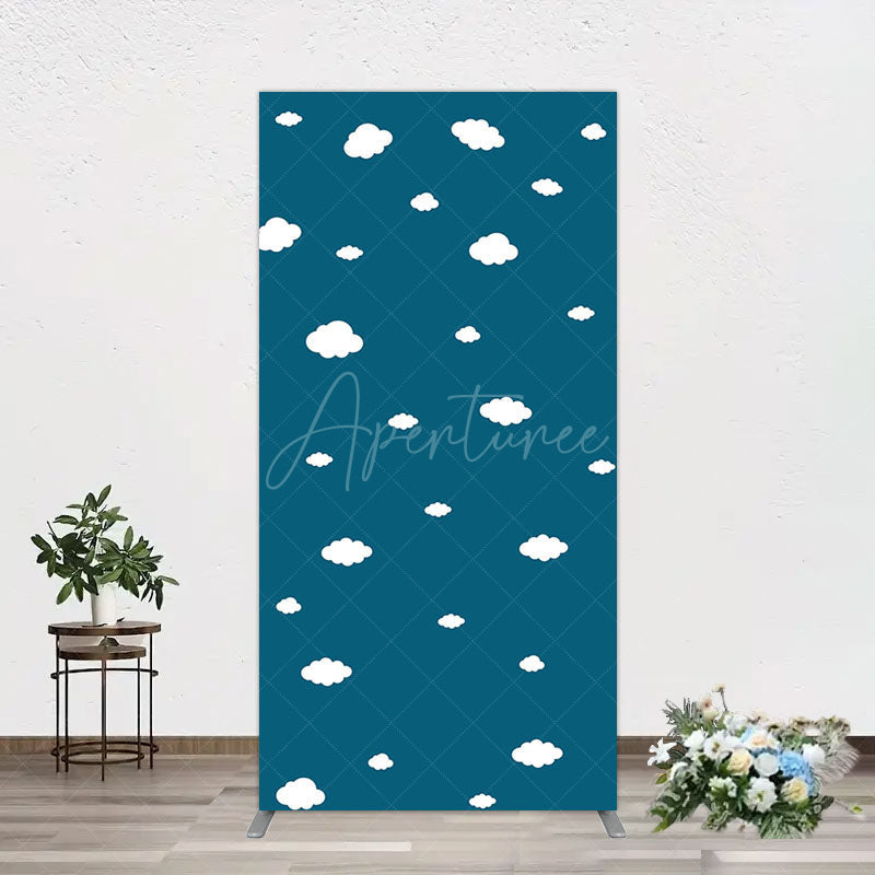 Aperturee - Aperturee Cartoon Blue Sky White Clouds Birthday Rectangle Backdrop