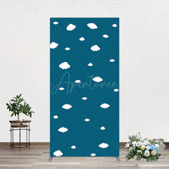Aperturee - Aperturee Cartoon Blue Sky White Clouds Birthday Rectangle Backdrop