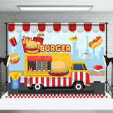 Aperturee - Aperturee Cartoon Burger Fries Cola Food Truck Party Backdrop