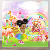 Aperturee - Aperturee Cartoon Candyland Birthday Square Tension Backdrop