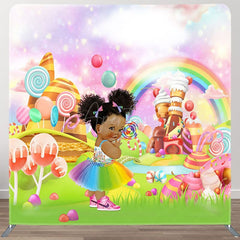 Aperturee - Aperturee Cartoon Candyland Birthday Square Tension Backdrop