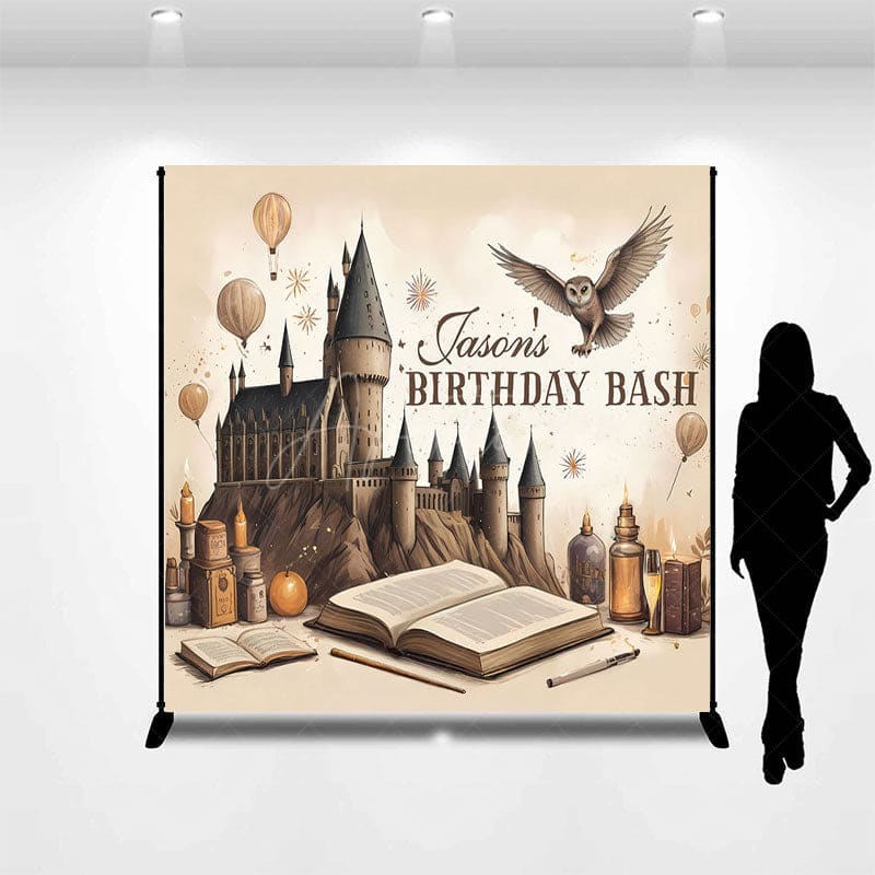 Aperturee - Aperturee Cartoon Castle Balloons Custom Birthday Backdrop