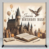 Aperturee - Aperturee Cartoon Castle Balloons Custom Birthday Backdrop