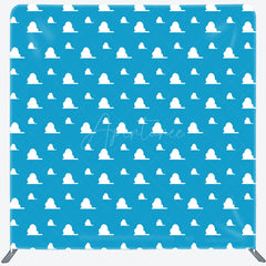 Aperturee - Aperturee Cartoon Clouds Square Tension Fabric Backdrop Blue Sky Pattern for Birthday Cartoon Kids Party Decor