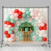 Aperturee - Aperturee Cartoon Doll Treehouse Boho Balloon Cake Smash Backdrop